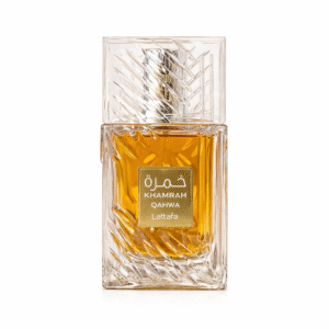 Elegant perfume bottle with golden liquid