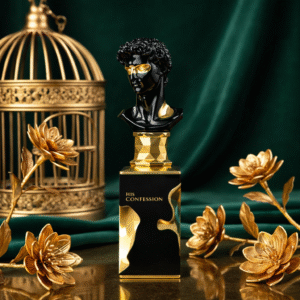 Elegant perfume with golden accents