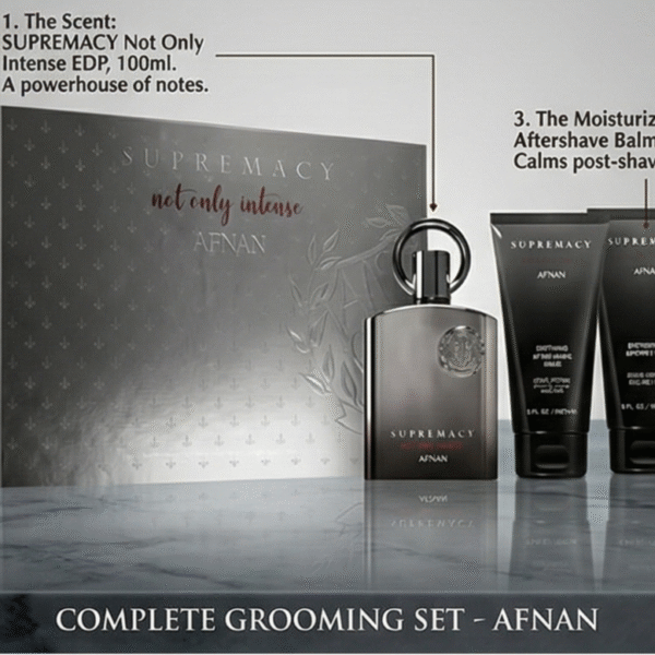 Afnan Supremacy Not Only Intense Gift Set – 100ml Eau De Parfum with After Shave Balm & Shower Gel