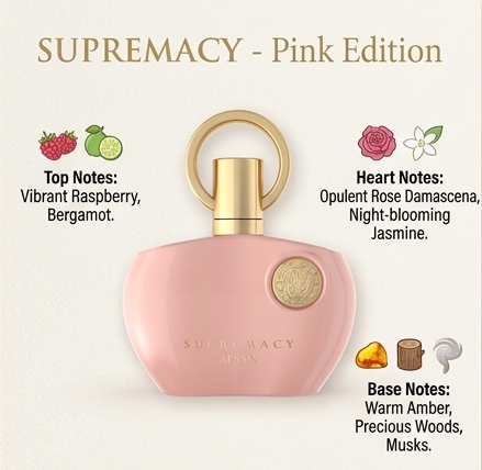 Second image of Afnan Supremacy Pink EDP 100ml | Romantic Rose & Vanilla Perfume | Long-Lasting Luxury Scent for Her