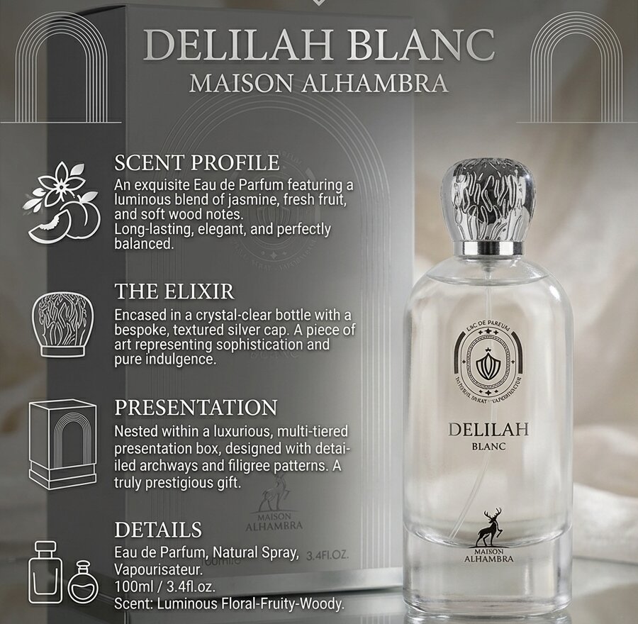 Second image of Delilah Blanc 100ml Eau De Parfum by Maison Alhambra