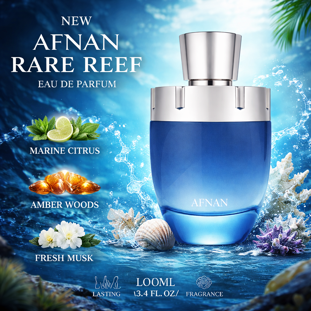 Second image of afnan rare reef eau de parfum 100ml long lasting luxury fragrance